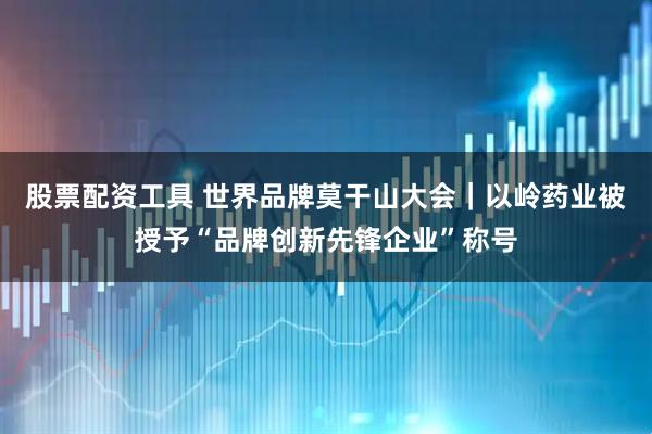 股票配资工具 世界品牌莫干山大会｜以岭药业被授予“品牌创新先锋企业”称号